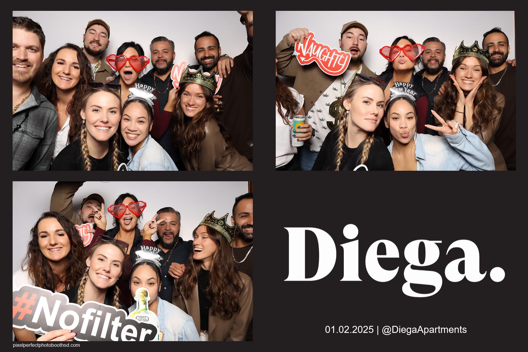 group of friends taking photo booth picture
